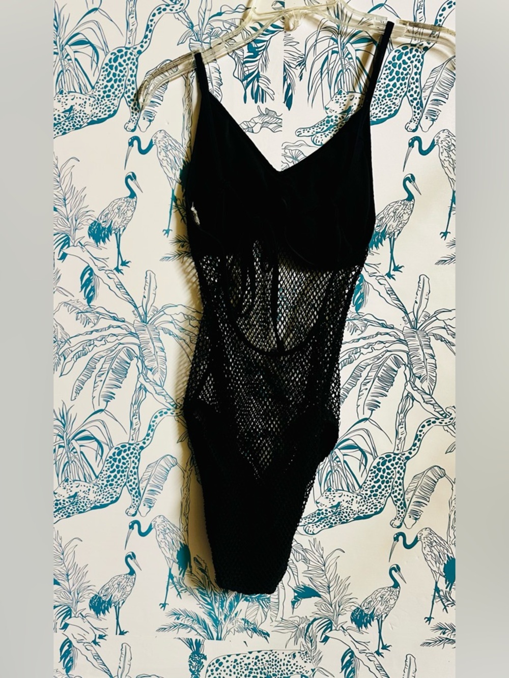 Black Mesh One-Piece Bodysuit